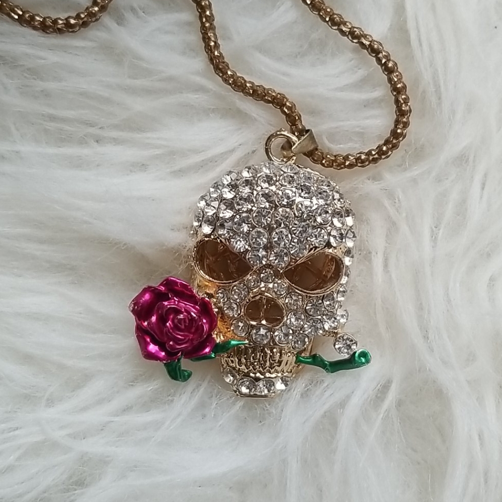 Betsey Johnson skull necklace.